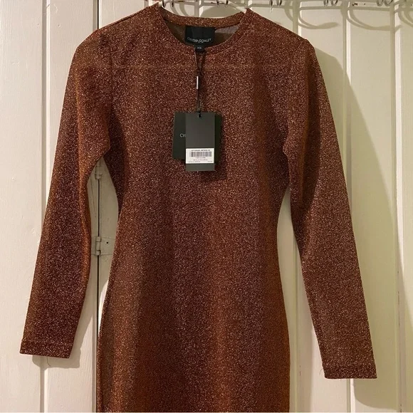 Cynthia Rowley copper metallic tease sheer dress X-small NWT - Picture 4 of 10